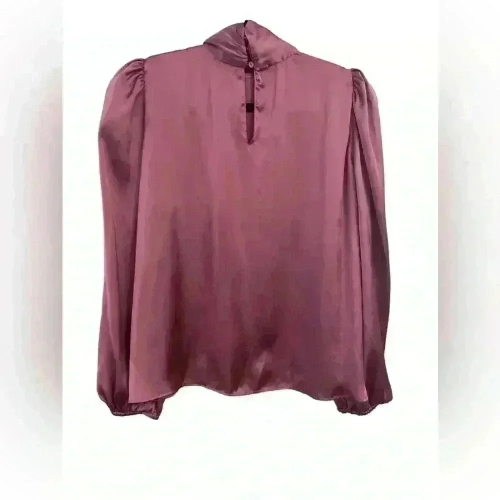 Dusty Rose Mauve Satin Effect Blouse size small - Picture 3 of 5